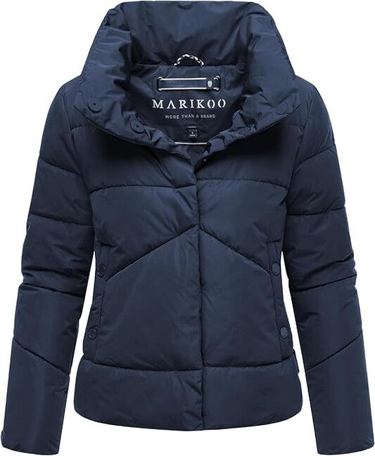Marikoo Jalliaa damen kurze Winterjacke mit hohem kragen, navy blue