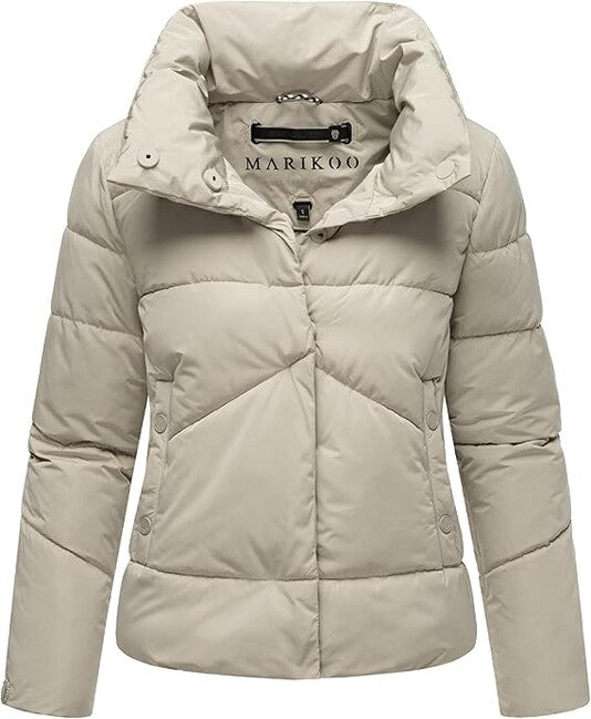 Marikoo Jalliaa damen kurze Winterjacke mit hohem Kragen, kieselgrau