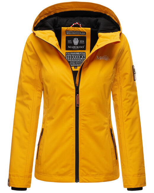 Marikoo BROMBEERE damen-übergangsjacke mit kapuze, gelb