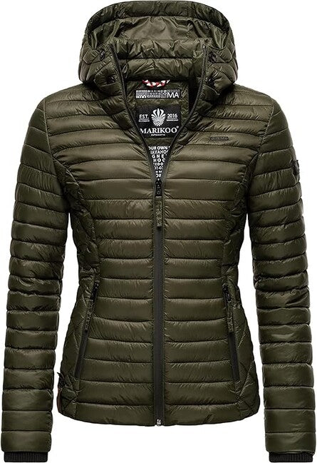 Marikoo Samtpfote damen Übergangsjacke mit Kapuze, oliv