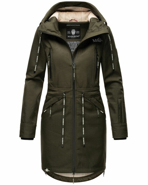 Marikoo Racquelle damen softshelljacke mit kapuze, oliv