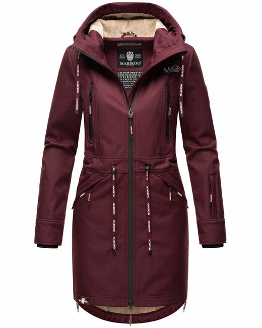 Marikoo Racquelle damen softshelljacke mit kapuze, wein