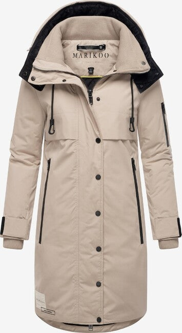 Marikoo Anoukaa damen winterjacke mit kapuze, hell taupe