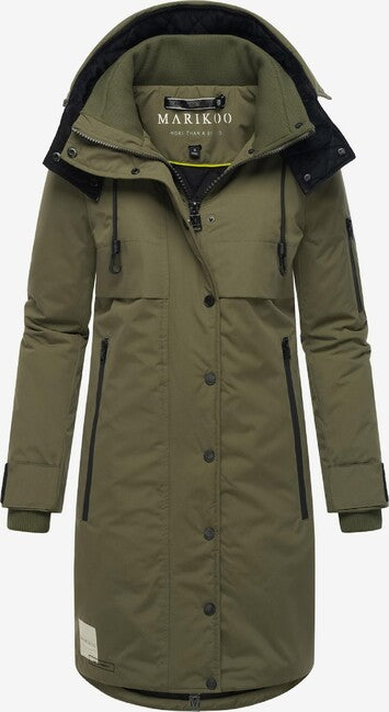 Marikoo Anoukaa damen winterjacke mit kapuze, olivgrün