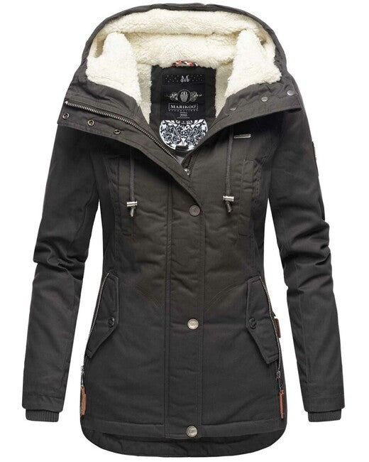 Marikoo Bikoo damen Winterjacke mit Kapuze, anthrazit