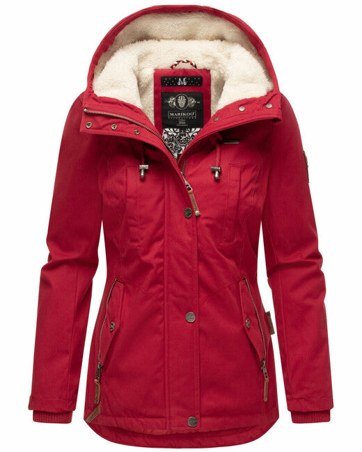 Marikoo Bikoo damen Winterjacke mit Kapuze, dunkelrot