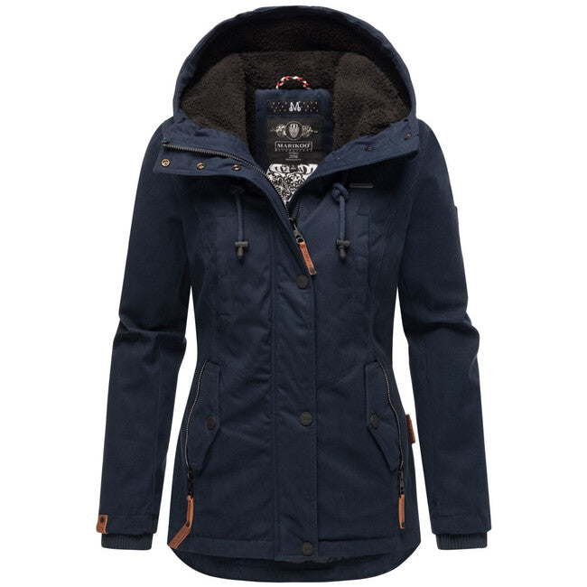 Marikoo Bikoo damen winterjacke mit kapuze, marine/schwarz