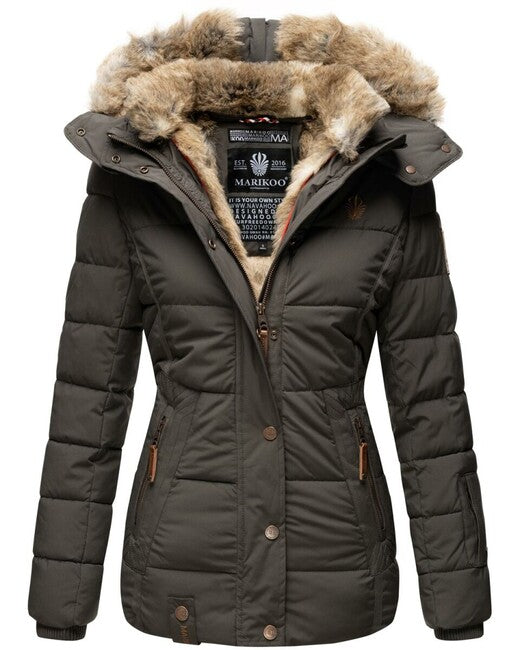 Marikoo Nekoo damen Winterjacke mit Kapuze, anthrazit