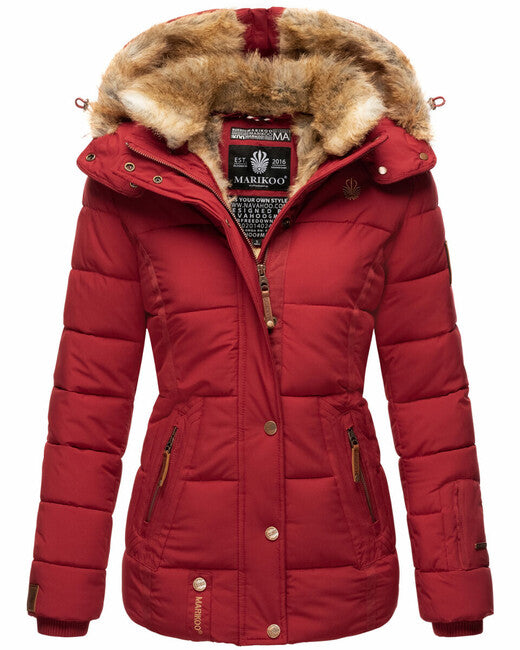 Marikoo Nekoo damen Winterjacke mit Kapuze, dunkelrot