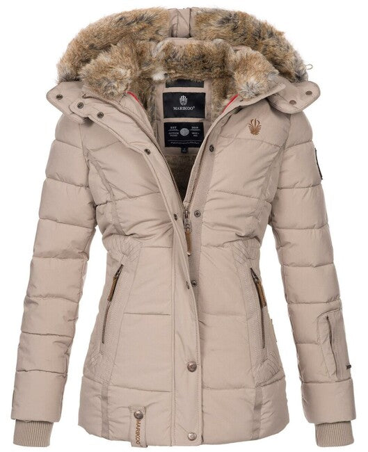 Marikoo Nekoo damen Winterjacke mit Kapuze, taupe