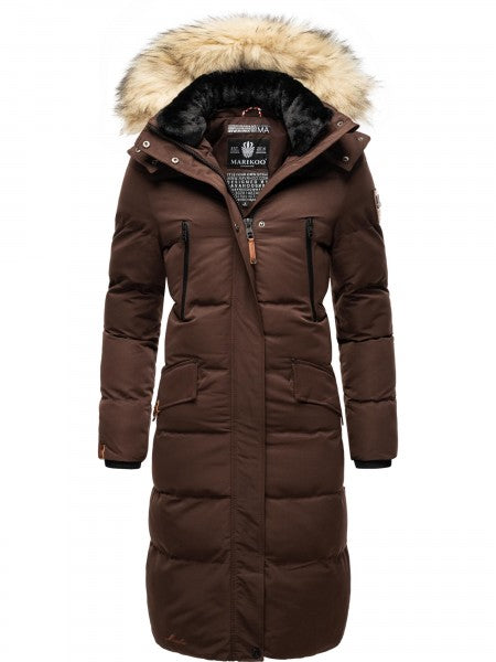 Marikoo Schneesternchen damen-Winterjacke mit Kapuze, dark choco