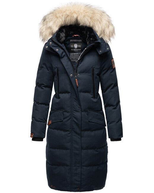 Marikoo Schneesternchen damen-Winterjacke mit Kapuze, Navy