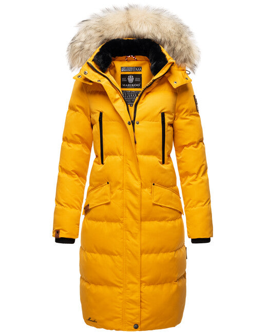 Marikoo Schneesternchen damen-Winterjacke mit Kapuze, gelb