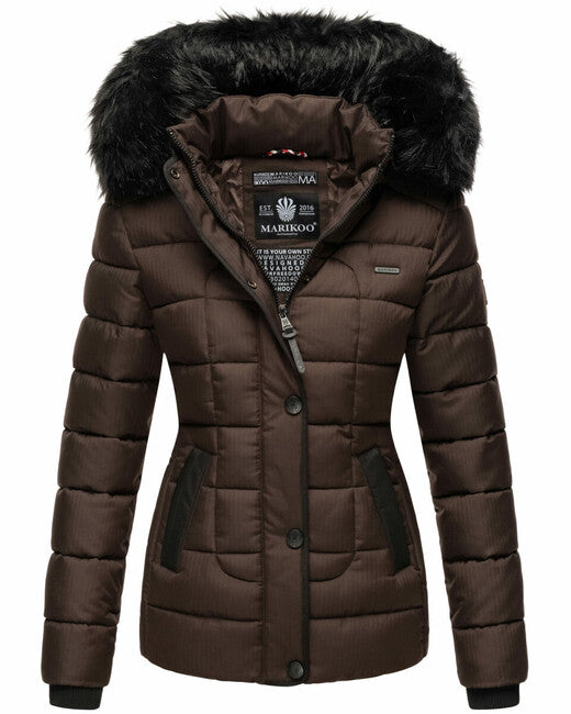Marikoo Unique damen Winterjacke mit Kapuze, dark choco