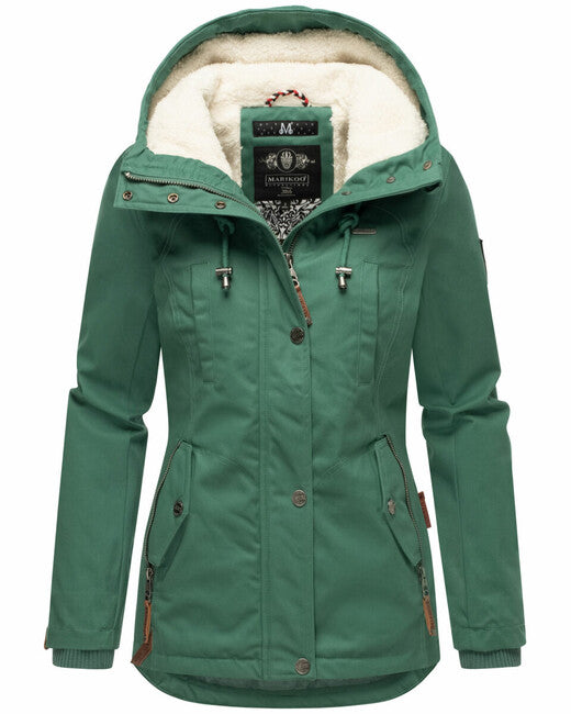 Marikoo Bikoo damen winterparka mit kapuze , staubig grün