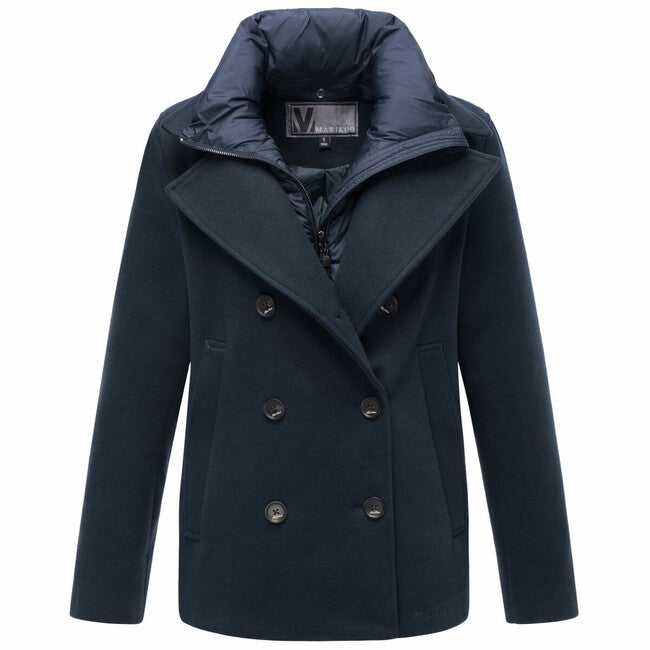 Marikoo Aylaraa damen Kurzmantel mit abnehmbarem kragen, marineblau