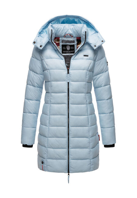Marikoo Abendsternchen damen steppmantel mit kapuze, babyblau