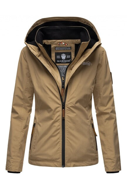 Marikoo ERDBEERE damen-übergangsjacke mit kapuze, taupe