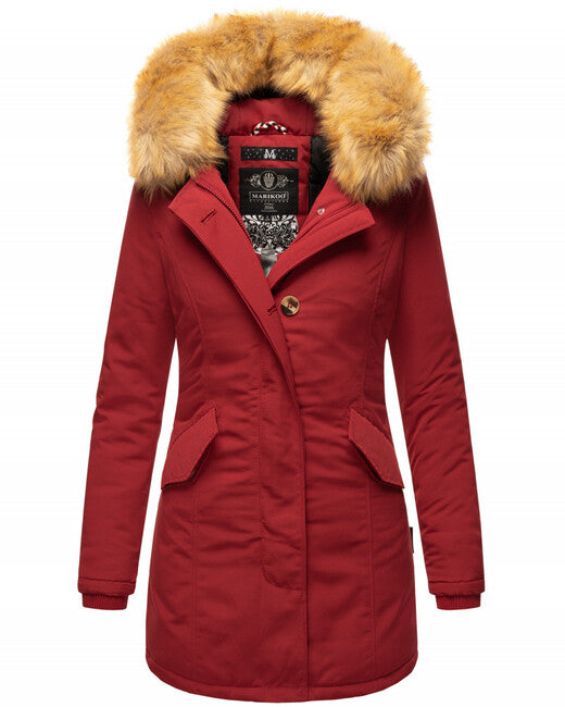 Marikoo Karmaa damen-Winterjacke mit Kapuze, blood red
