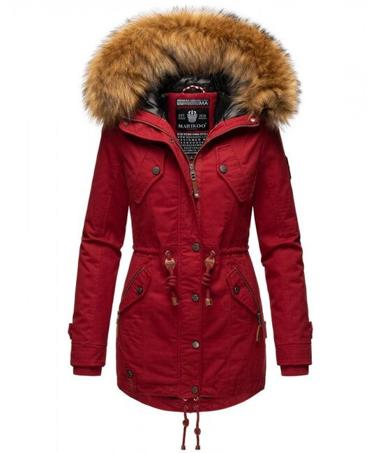 Marikoo LA VIVA PRINCESS damen-winterjacke mit kapuze, blood red