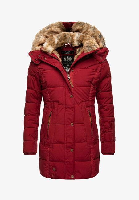 Marikoo LIEBLINGS JACKE damen-winterjacke mit kapuze, blood red