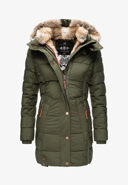 Marikoo Lieblings Jacke damen-Winterjacke mit Kapuze, olive