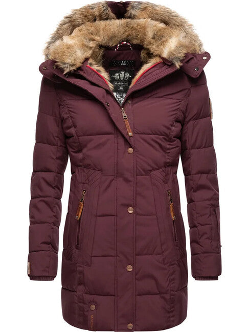 Marikoo Lieblings Jacke damen-winterjacke mit kapuze, weinrot