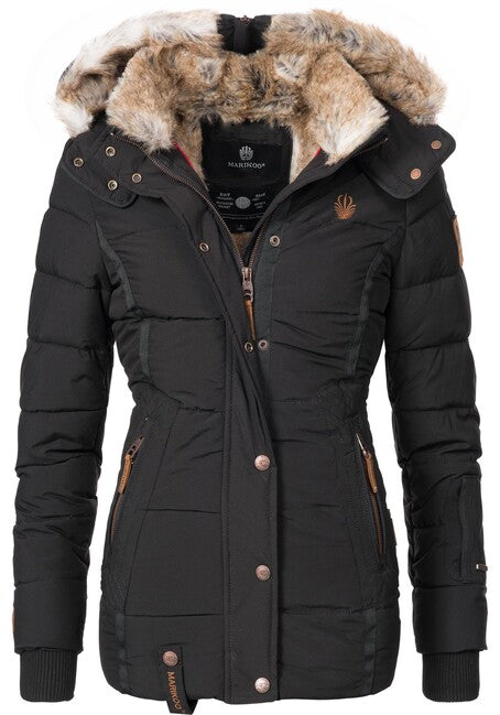 Marikoo Nekoo damen-Winterjacke mit Kapuze, schwarz