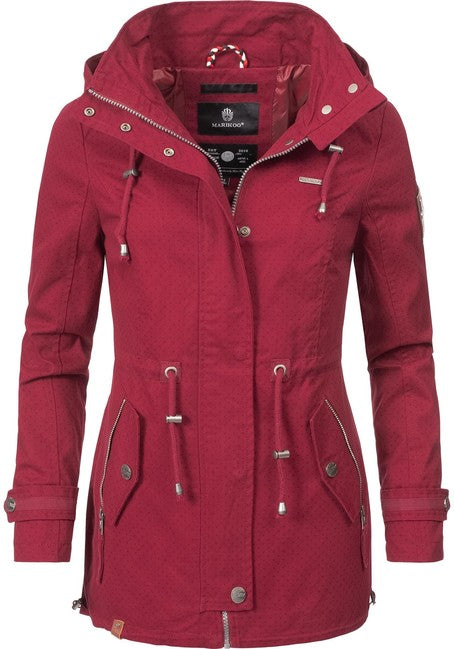 Marikoo Nyokoo damen-Übergangsjacke mit Kapuze, Bordeaux gepunktet