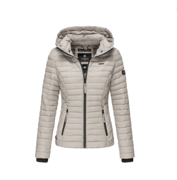 Marikoo Samtpfote damen-Übergangsjacke mit Kapuze, light grey