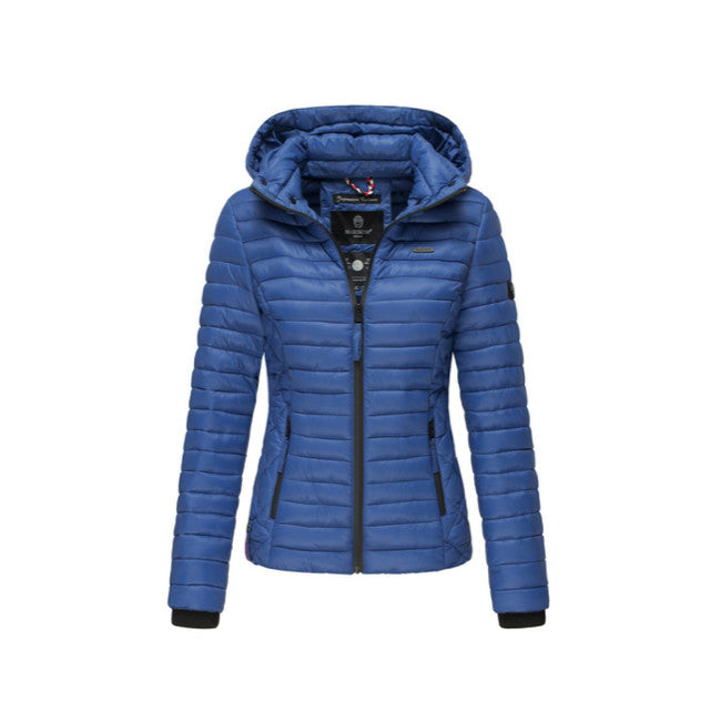 Marikoo Samtpfote damen-Übergangsjacke mit Kapuze, blau