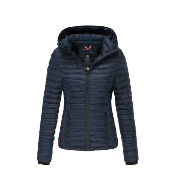 Marikoo Samtpfote damen-Übergangsjacke mit Kapuze, navy