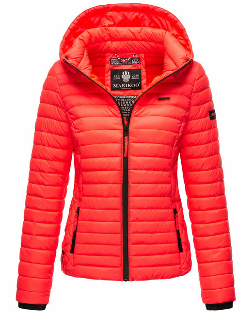 Marikoo Samtpfote damen-Übergangsjacke mit Kapuze, neon coral