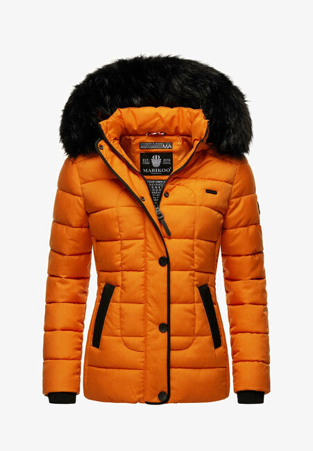 Marikoo Unique damen-Winterjacke mit Kapuze, burnt orange