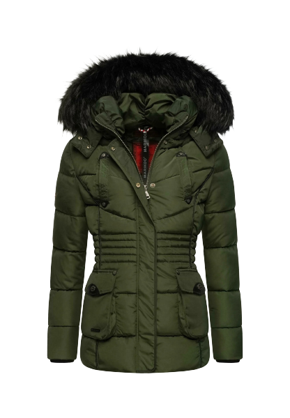 Marikoo VANILLA oliv damen-Winterjacke mit Kapuze