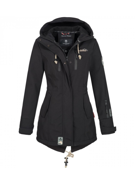 Marikoo ZIMTZICKE damen-Winter-Softshelljacke mit Kapuze, schwarz