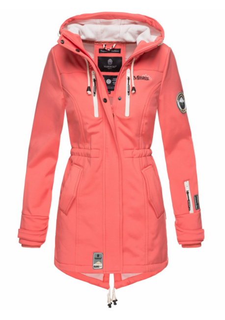 Marikoo ZIMTZICKE damen-Winter-Softshelljacke mit Kapuze, coral