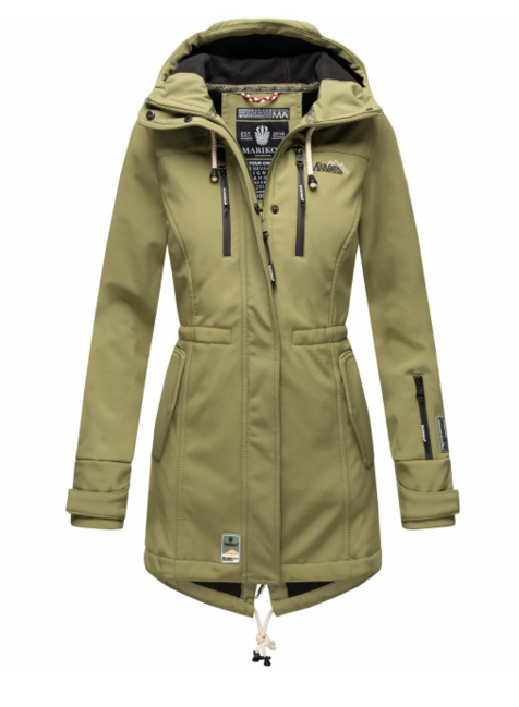 Marikoo ZIMTZICKE damen-Winter-Softshelljacke mit Kapuze, oliv