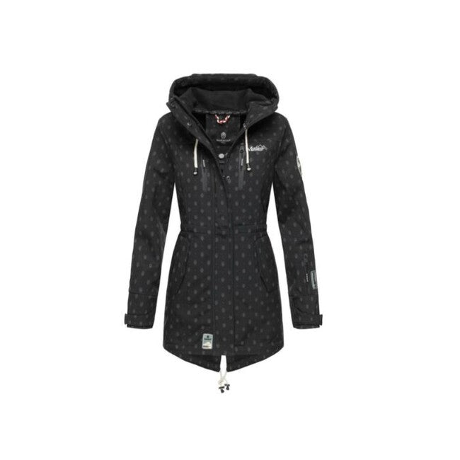 Marikoo ZIMTZICKE P damen-winter-softshelljacke mit kapuze, schwarz gepunktet