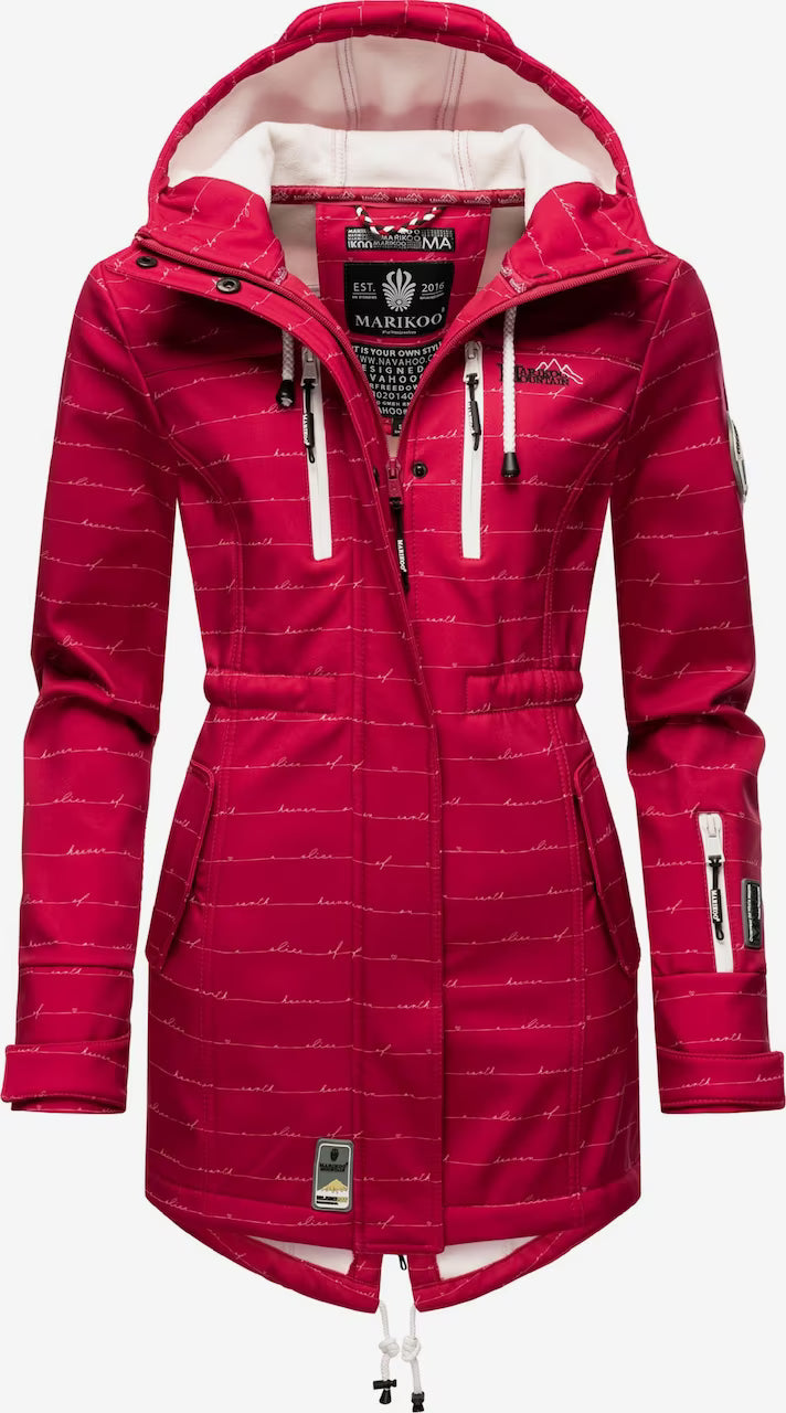 Marikoo ZIMTZICKE P damen-winter-softshelljacke mit kapuze, fuchsia