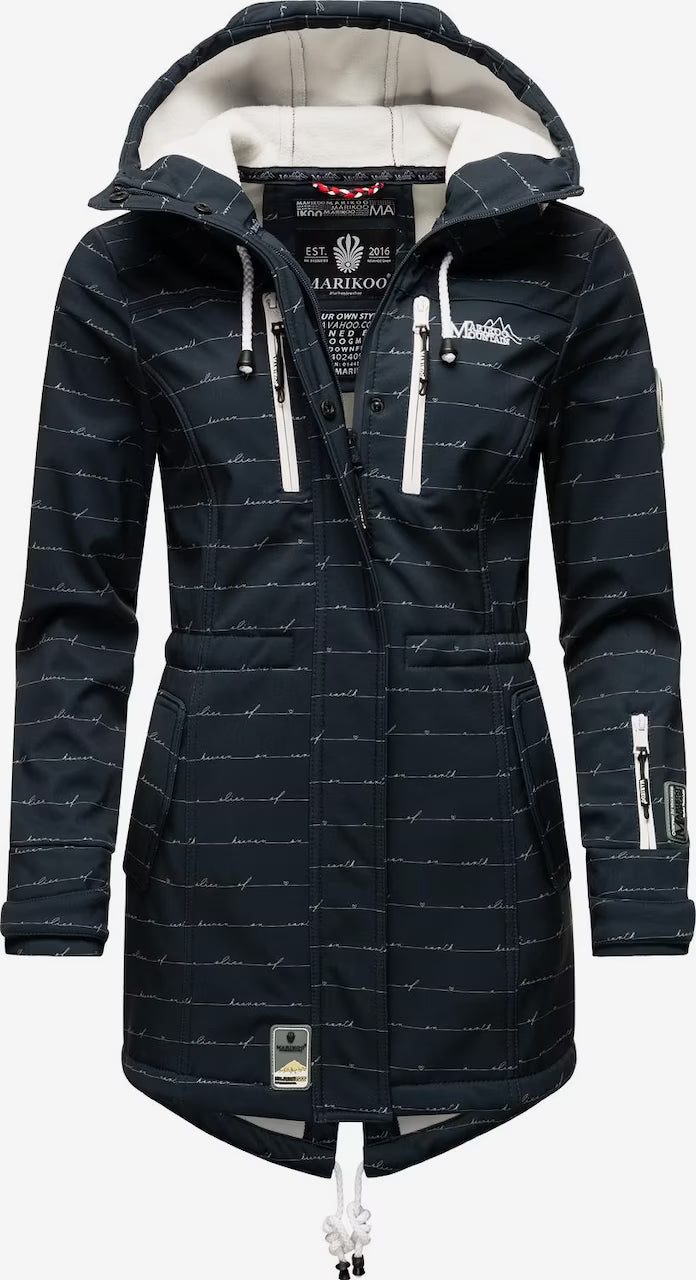 Marikoo ZIMTZICKE P damen-winter-softshelljacke mit kapuze, navy