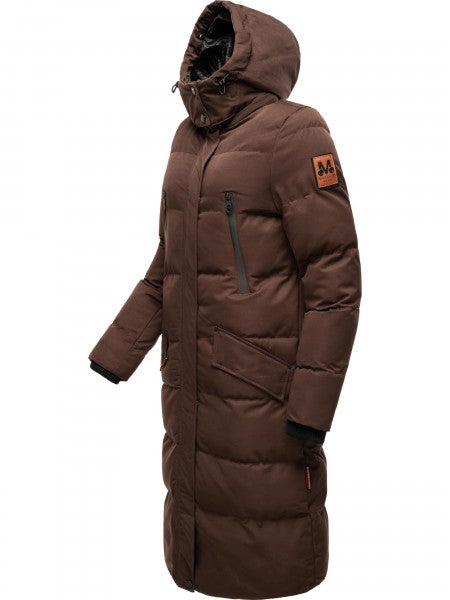 Marikoo Schneesternchen damen-Winterjacke mit Kapuze, dark choco