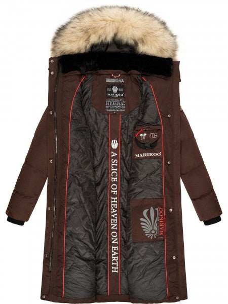 Marikoo Schneesternchen damen-Winterjacke mit Kapuze, dark choco
