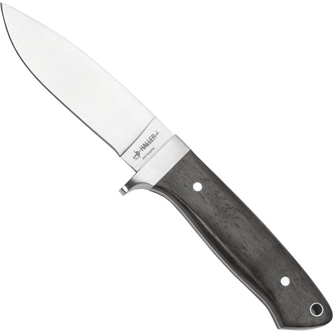 Haller Messer mit feststehender Klinge, holzgriff,lederscheide