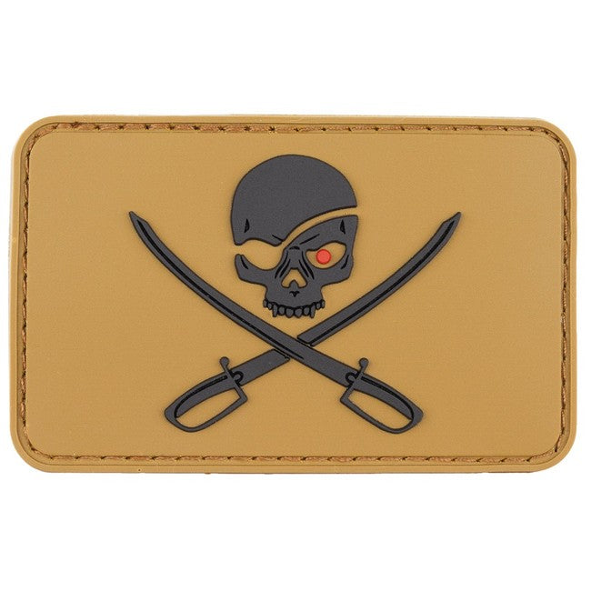 MFH 3D-Klettabzeichen Totenkopf mit Schwertern, coyote tan