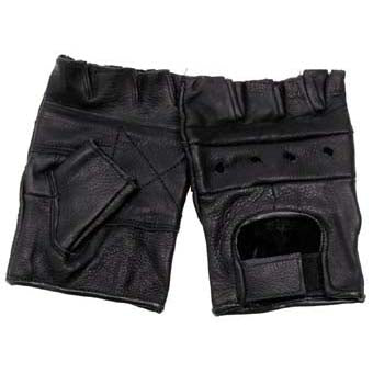 MFH Half Lederhandschuhe, schwarz, ohne Finger und Nieten