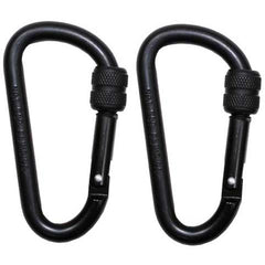 MFH Karabiner mit Schraubverschluss 2er Pack, schwarz, 80x8mm