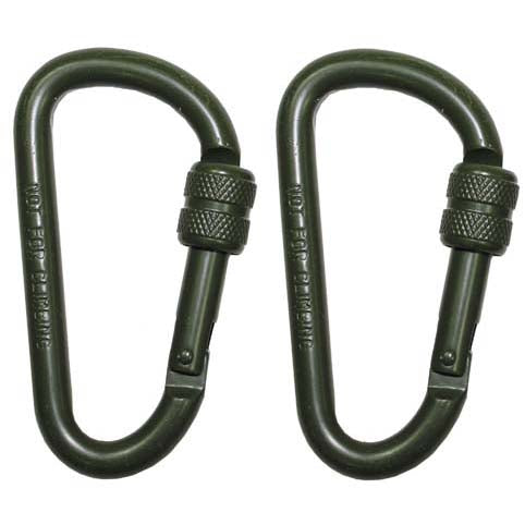 MFH Karabiner mit Schraubverschluss 2er Pack 80x8mm, olive
