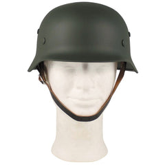 MFH Metallhelm WW II mit Lederausstattung, OD grün