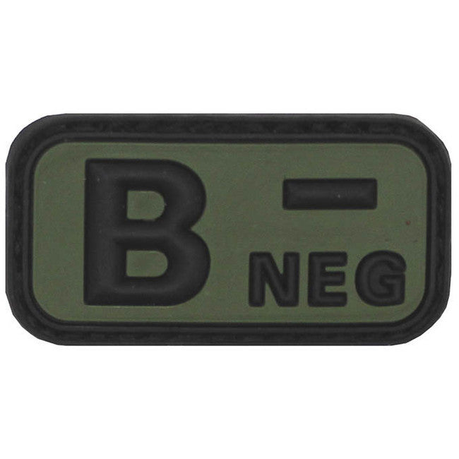 WARAGOD Blugruppe B negativ Klettabzeichen 3D schwarz 5x2,5 cm